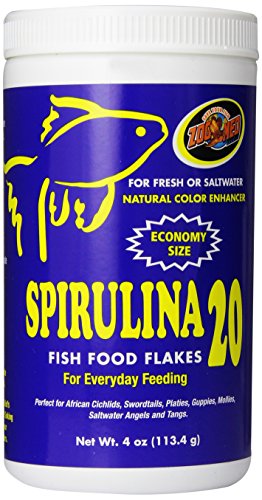 Zoo Med Spirulina 20 escamas de alimento para peces, 4 onzas