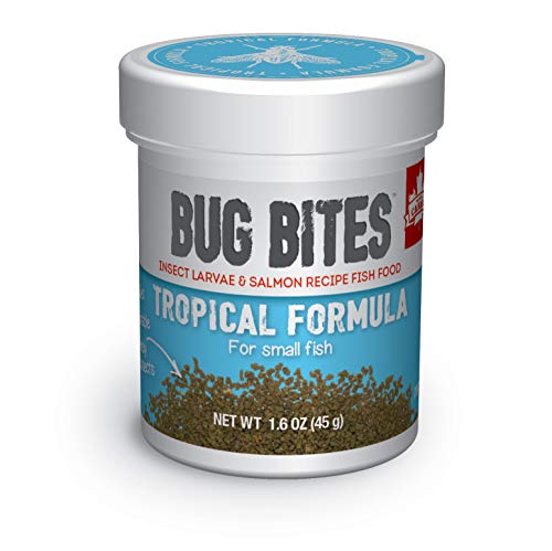 Fluval Bug Bites Alimento para peces tropicales, gránulos pequeños para peces pequeños a medianos, 1.59 oz., A6577