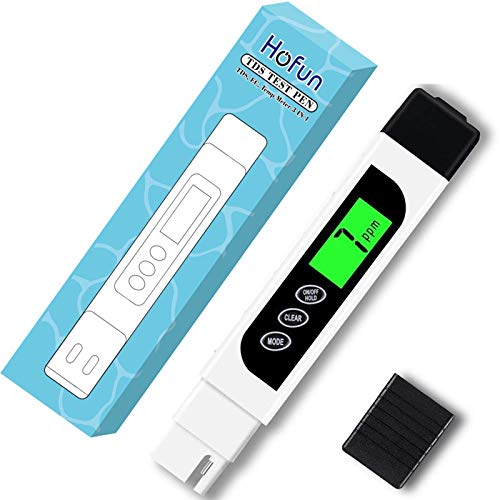 Probador de agua Medidor digital de TDS - Hofun TDS, medidor de temperatura y CE 3 en 1, 0-9999 ppm preciso, medidor de PPM para prueba de agua potable, café, piscina, acuario, sistema RO / DI, hidroponía